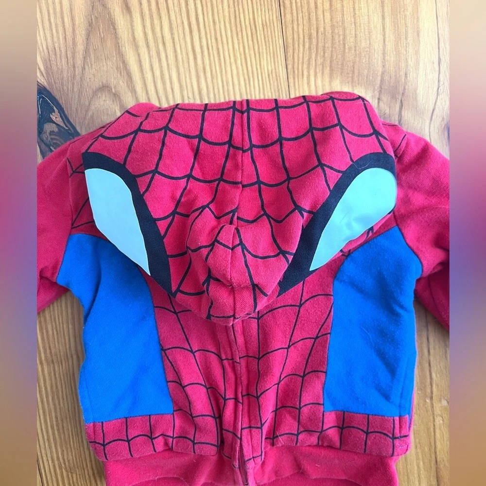 Marvel Superhero Fleece Lined Spider-Man Hoodie - Red and Blue 2T - Picture 4 of 6